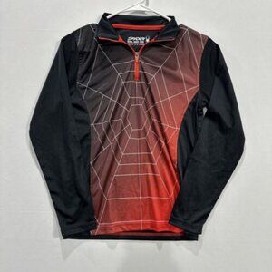 Spyder Sports Black/Red Spider Web Long Sleeve Quarter Zip Pullover Men's Sz Med